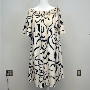 Joress Curve Elegant Black and Off-white Off-Shoulder Dress Size 1XL